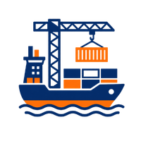 Icon representing managed import shipping